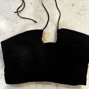 Zara Black Ruched Halter Bandeau Top